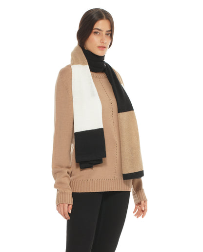 Women's Cashmere Mondrian Scarf Black Combo