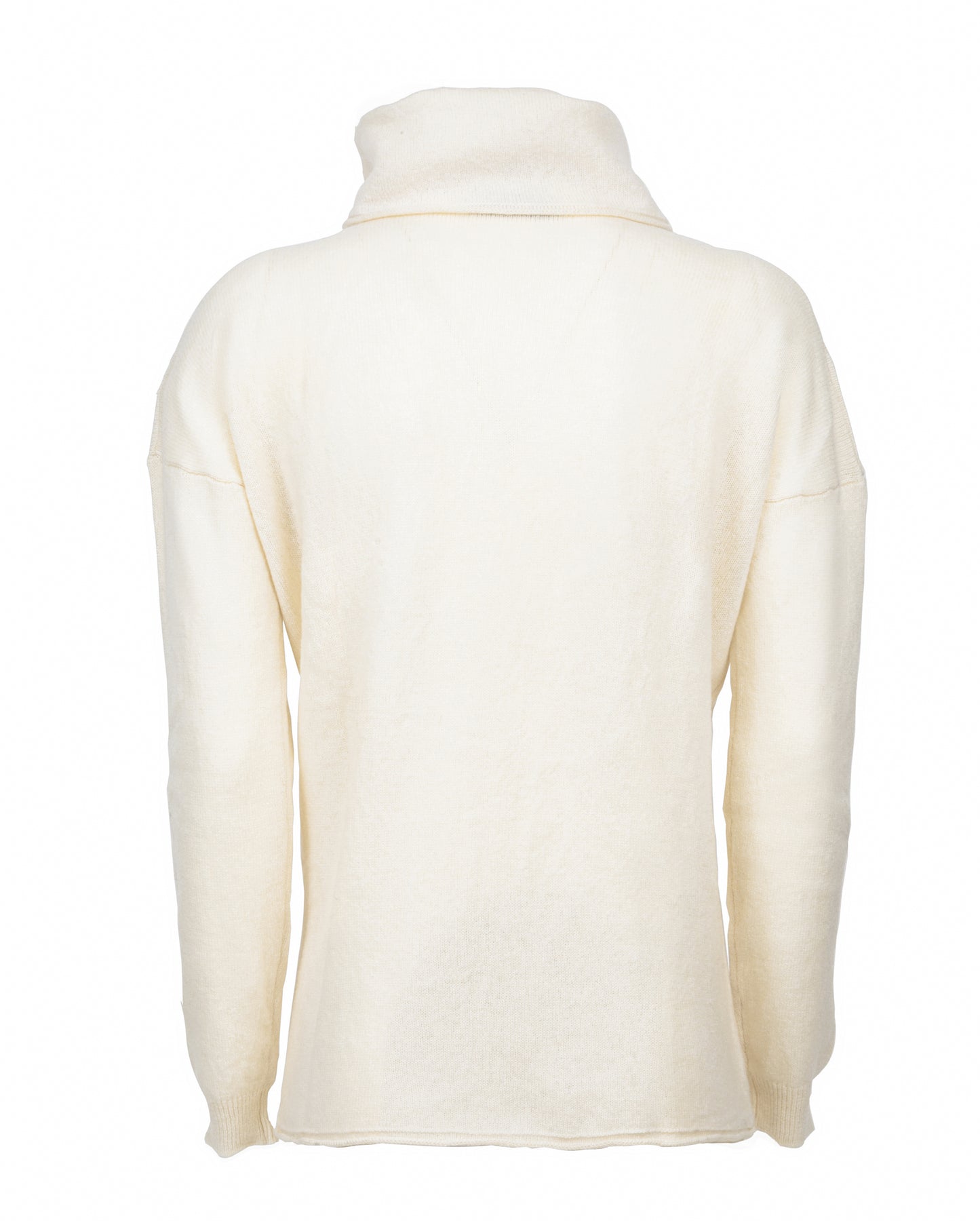 Oversized Cashmere Sweeater Cowl Neck Made In Italy Milk White 7