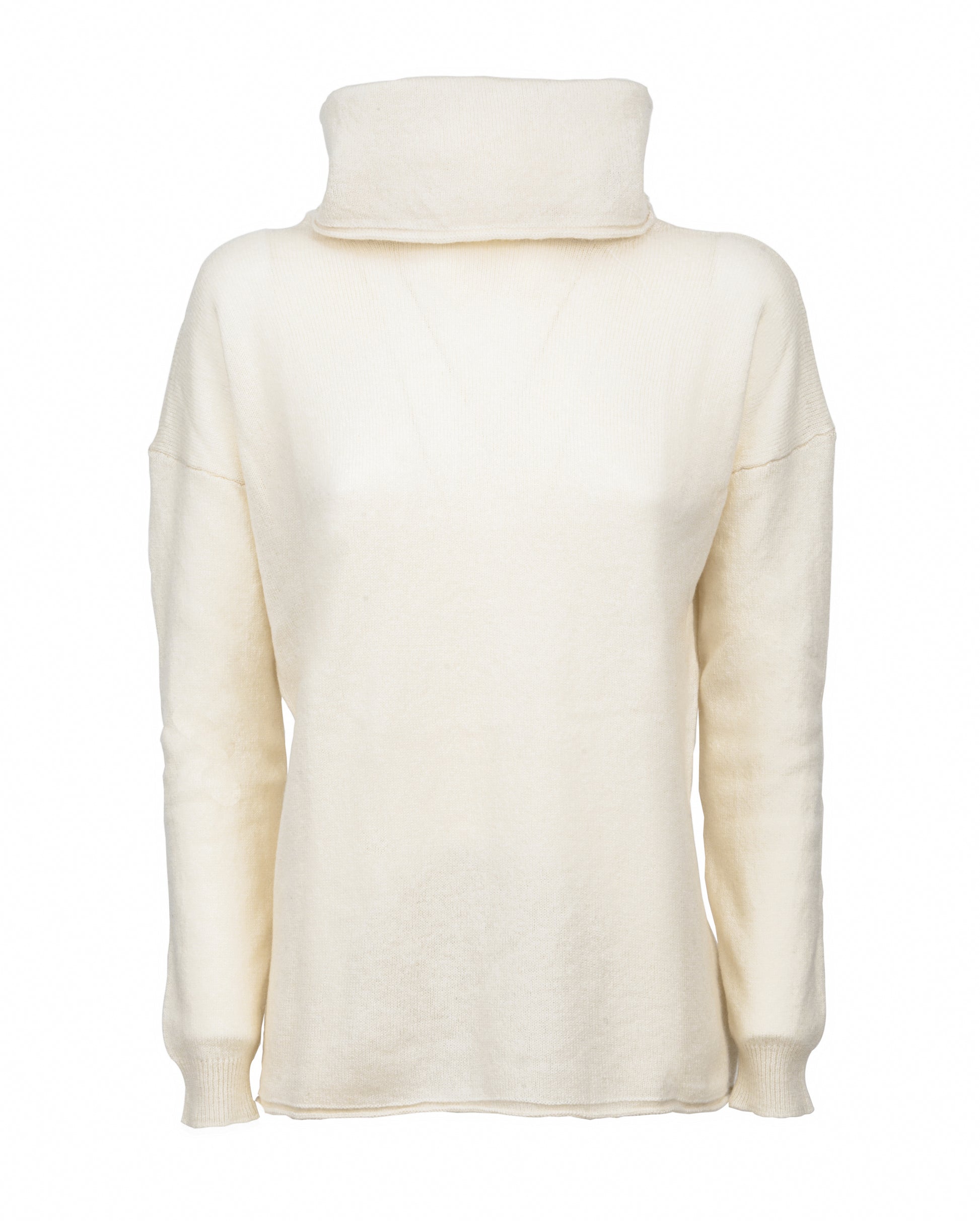 Oversized Cashmere Sweeater Cowl Neck Made In Italy Milk White 6