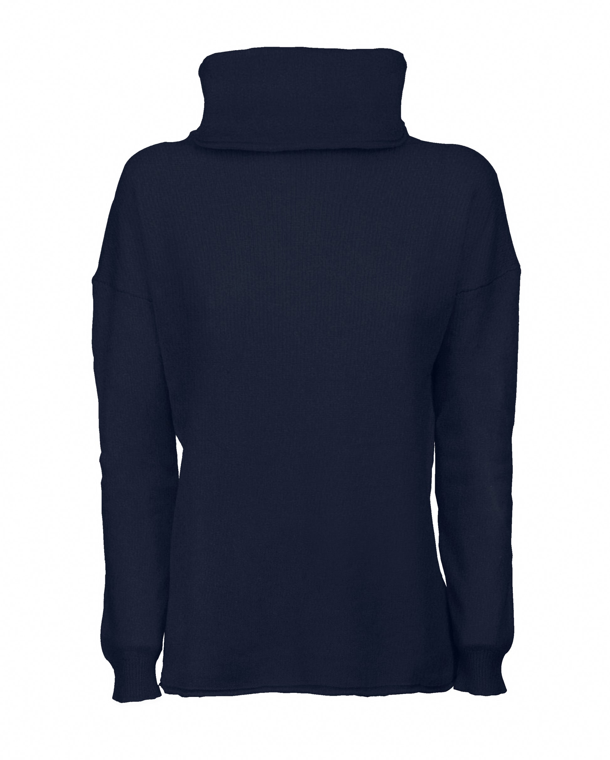Oversized Cashmere Sweeater Cowl Neck Made In Italy Night Blue 1