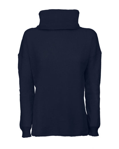 Oversized Cashmere Sweeater Cowl Neck Made In Italy Night Blue 1