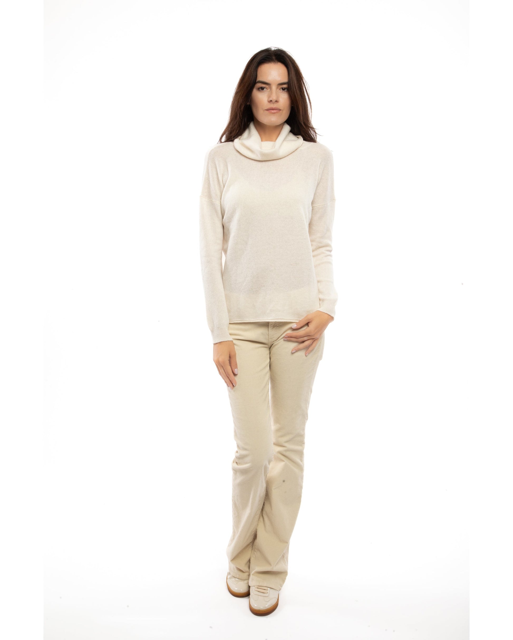 Oversized Cashmere Sweeater Cowl Neck Made In Italy Milk White 5