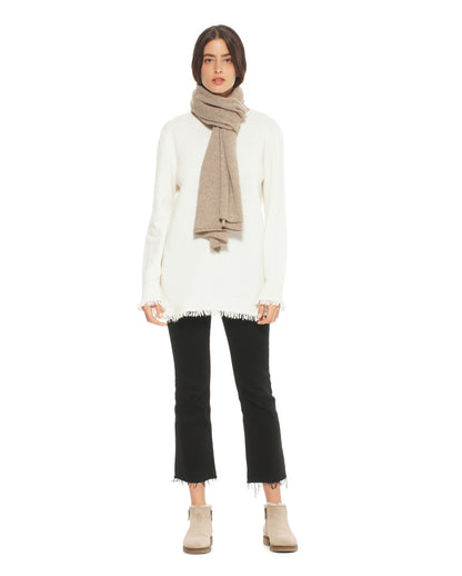 Monticelli Pure Cashmere Plain Knit Scarf Made In Italy Beige 3