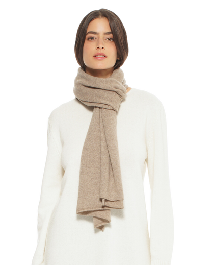 Monticelli Pure Cashmere Plain Knit Scarf Made In Italy Beige 1