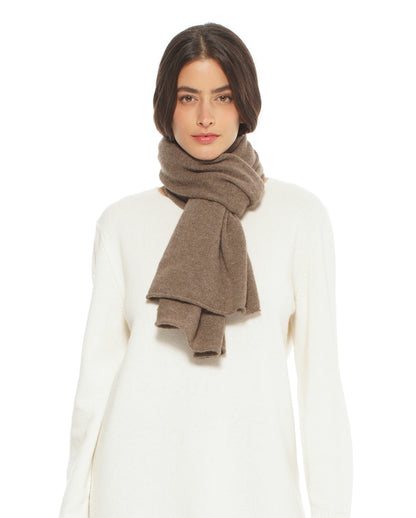 Monticelli Pure Cashmere Plain Knit Scarf Made In Italy Brown 2