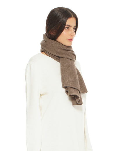 Monticelli Pure Cashmere Plain Knit Scarf Made In Italy Brown 3