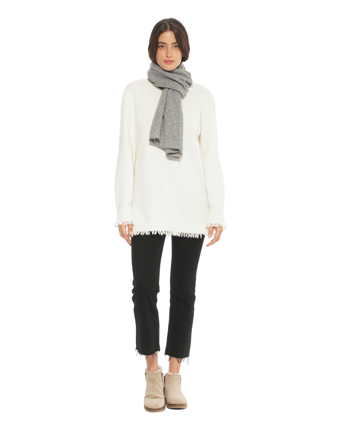 Monticelli Pure Cashmere Plain Knit Scarf Made In Italy Milk White 2