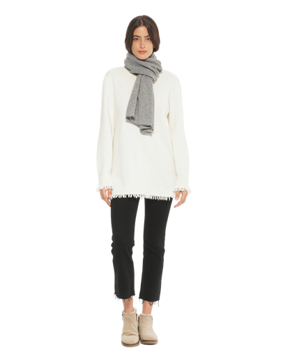 Monticelli Pure Cashmere Plain Knit Scarf Made In Italy Milk White 2
