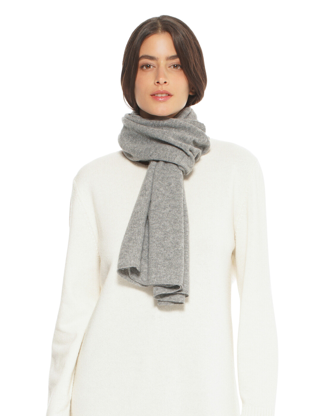 Monticelli Pure Cashmere Plain Knit Scarf Made In Italy Medium Grey 1