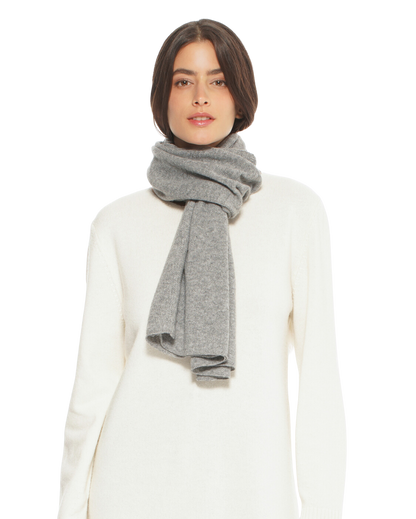 Monticelli Pure Cashmere Plain Knit Scarf Made In Italy Medium Grey 1