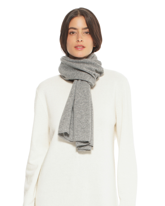 Monticelli Pure Cashmere Plain Knit Scarf Made In Italy Medium Grey 1