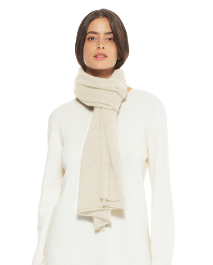 Monticelli Pure Cashmere Plain Knit Scarf Made In Italy Milk White 1