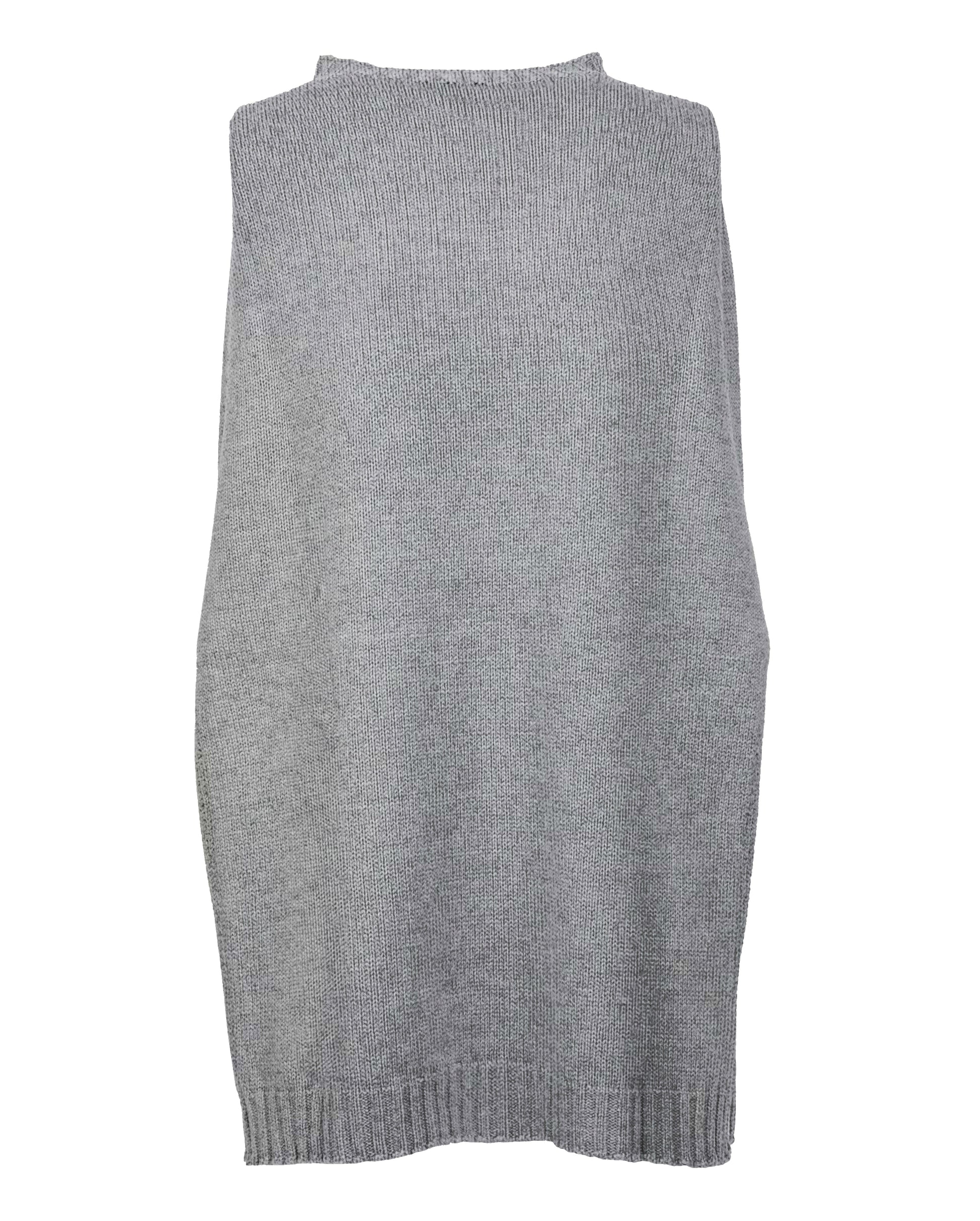poncho side slits pure cashmere Melange Grey Made In Italy 2