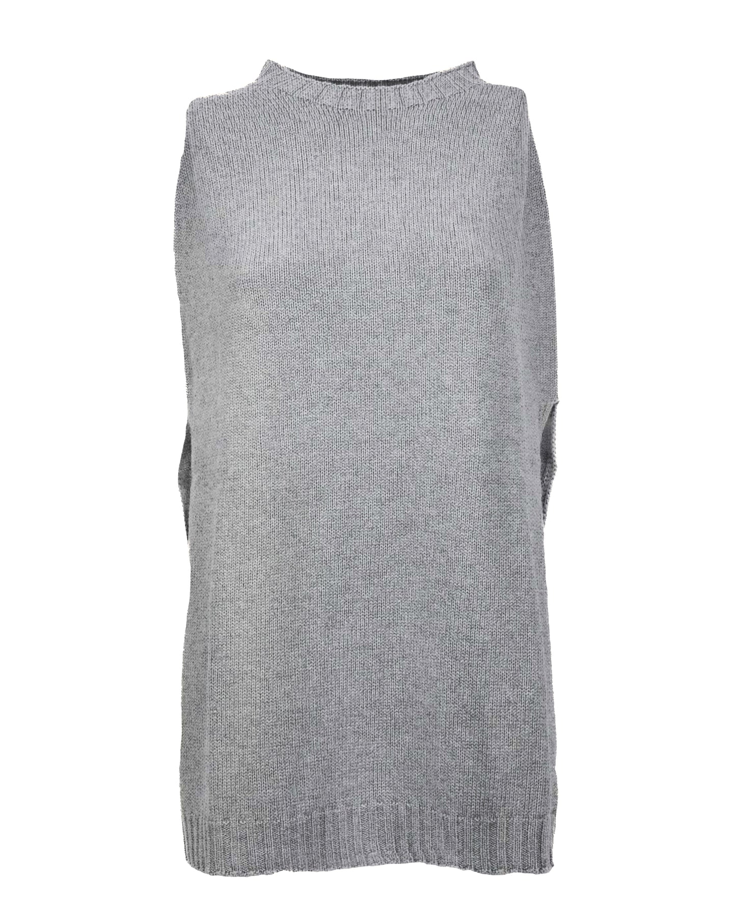 poncho side slits pure cashmere Melange Grey Made In Italy 1