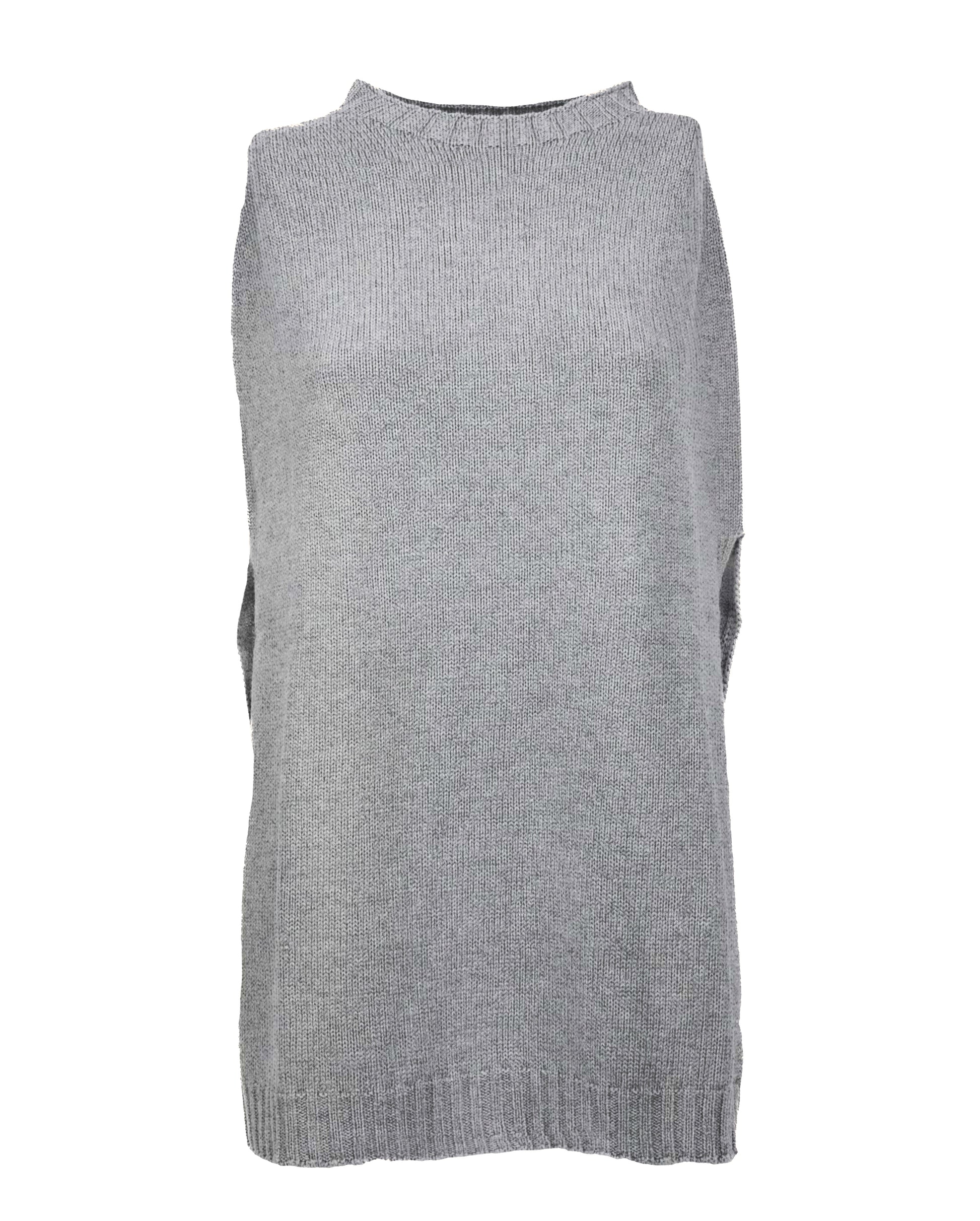 poncho side slits pure cashmere Melange Grey Made In Italy 1