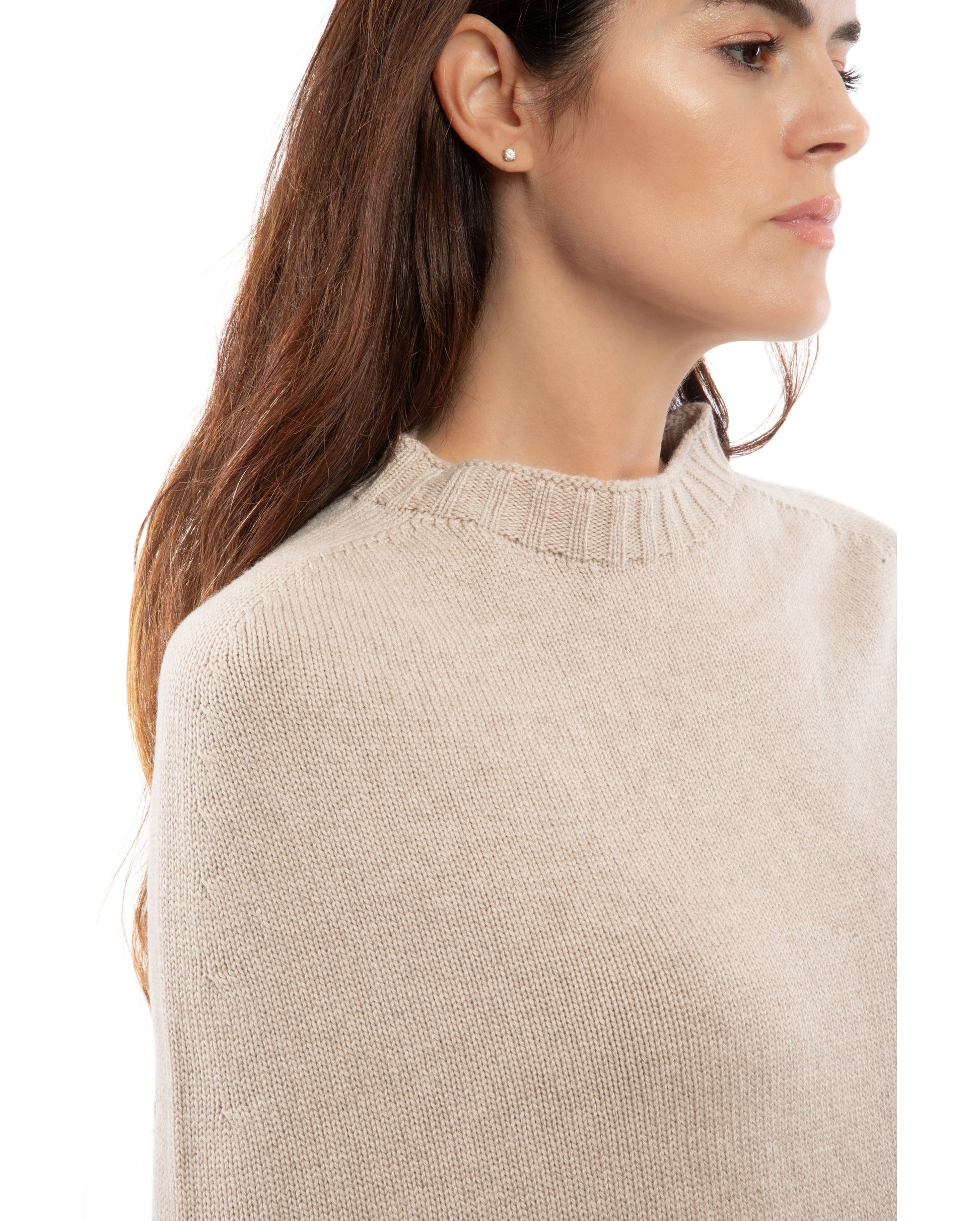 poncho side slits pure cashmere Beige Made In Italy 4
