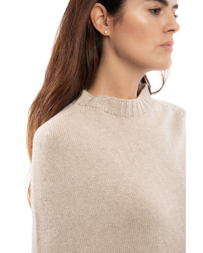 poncho side slits pure cashmere Beige Made In Italy 4