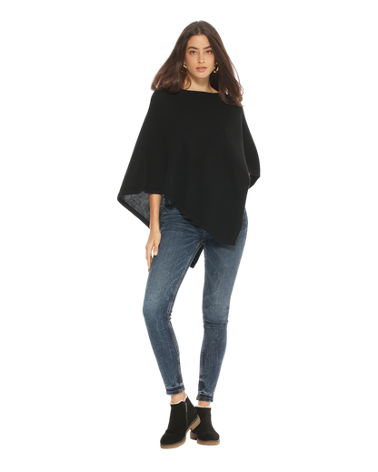 Monticelli Pure Cashmere Capelet Poncho Made In Italy Black 4