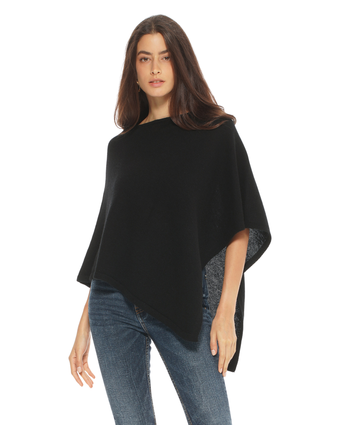 Monticelli Pure Cashmere Capelet Poncho Made In Italy Black 1
