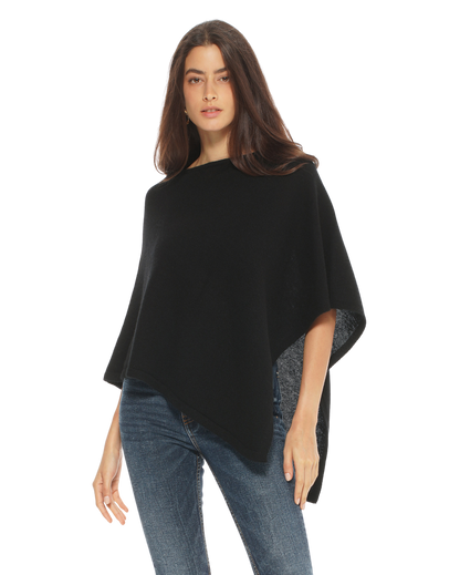 Monticelli Pure Cashmere Capelet Poncho Made In Italy Black 1