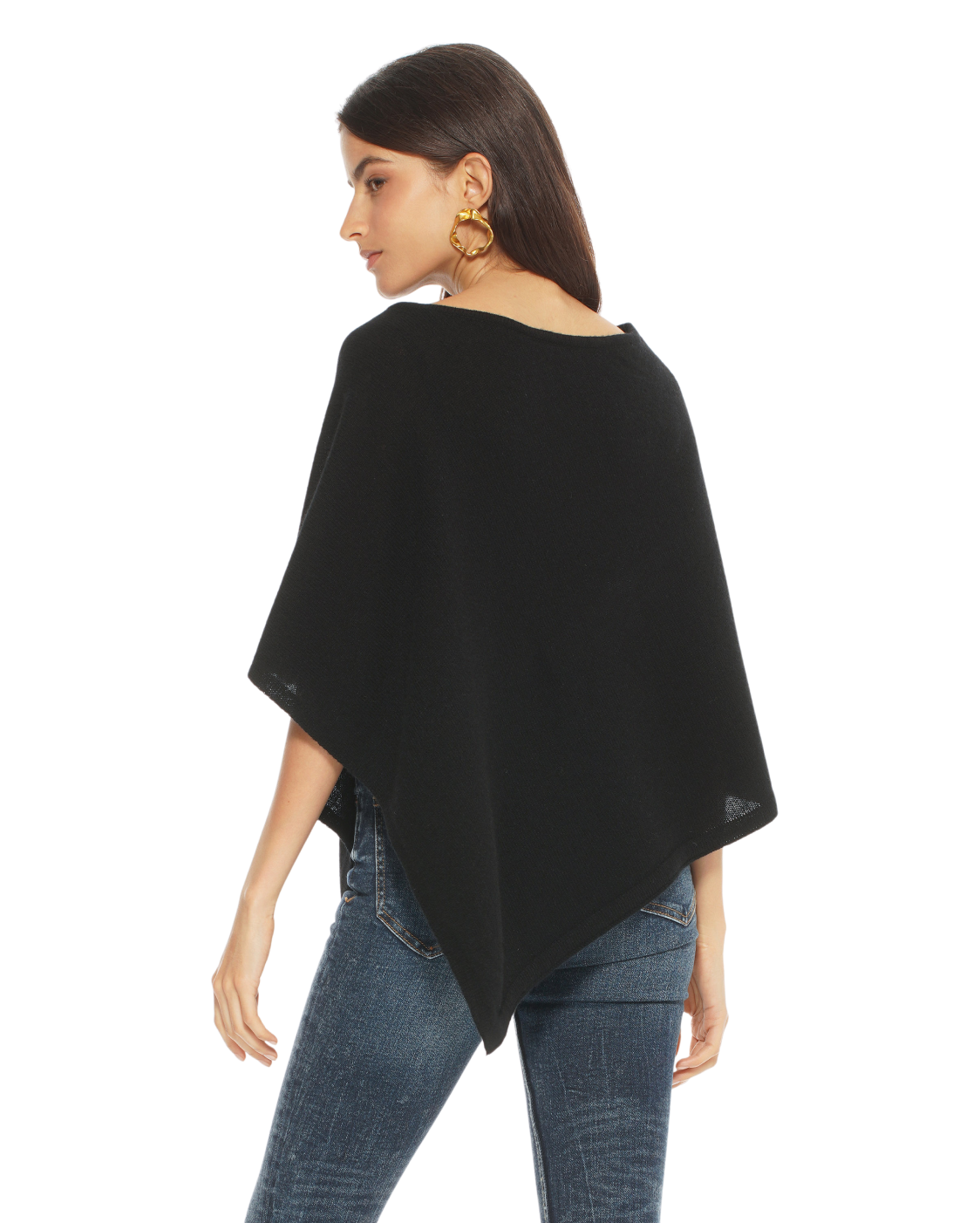 Monticelli Pure Cashmere Capelet Poncho Made In Italy Black 3