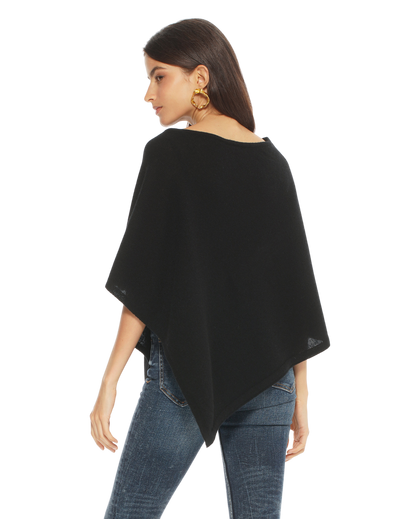 Monticelli Pure Cashmere Capelet Poncho Made In Italy Black 3