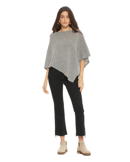 Monticelli Pure Cashmere Capelet Poncho Made In Italy Medium Grey 4