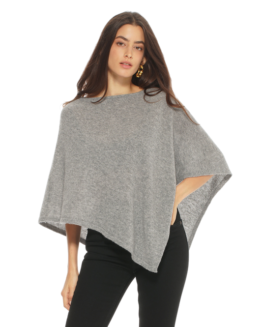 Monticelli Pure Cashmere Capelet Poncho Made In Italy Medium Grey 1 