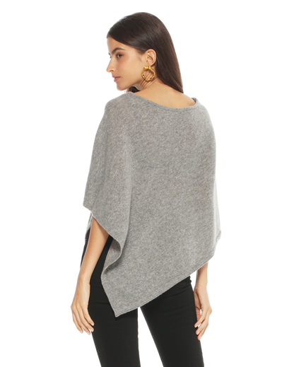 Monticelli Pure Cashmere Capelet Poncho Made In Italy Medium Grey 3