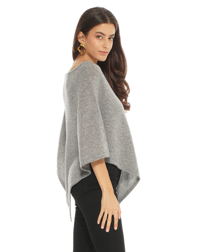 Monticelli Pure Cashmere Capelet Poncho Made In Italy Medium Grey 2