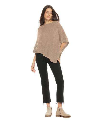Monticelli Pure Cashmere Capelet Poncho Made In Italy Taupe 4