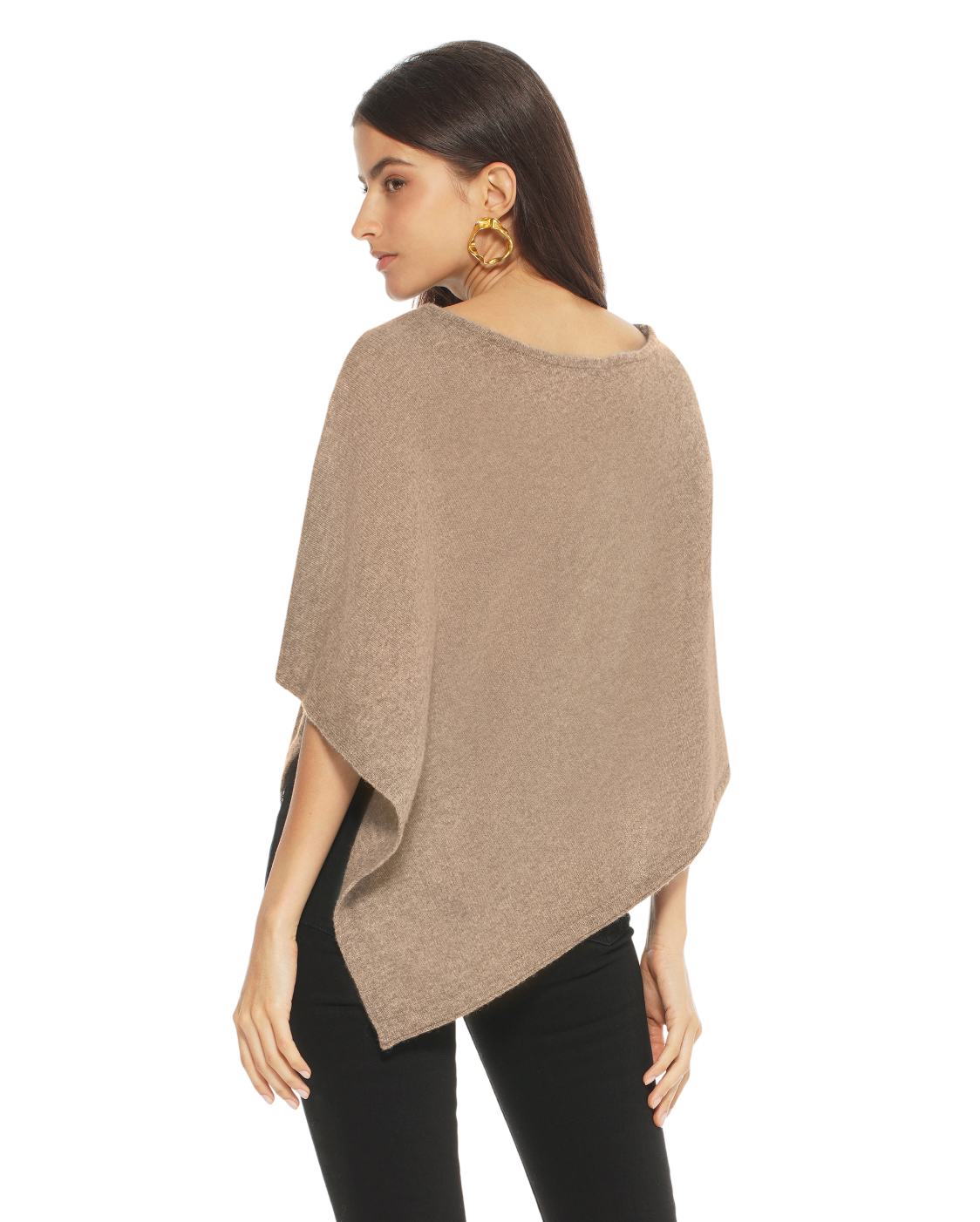 Monticelli Pure Cashmere Capelet Poncho Made In Italy Taupe 3