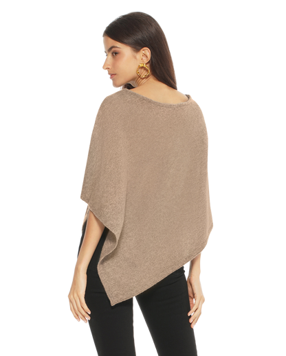 Monticelli Pure Cashmere Capelet Poncho Made In Italy Taupe 3