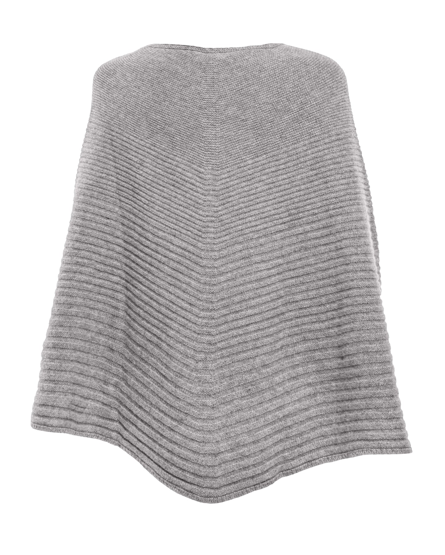 Ribbed Knit Poncho Cashmere Made in Italy Melange Grey 7