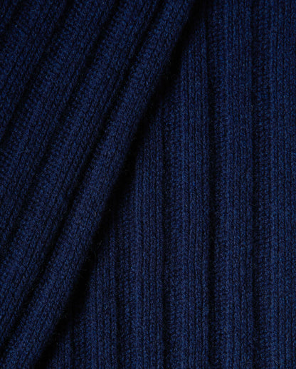 Ribbed scarf close up blue