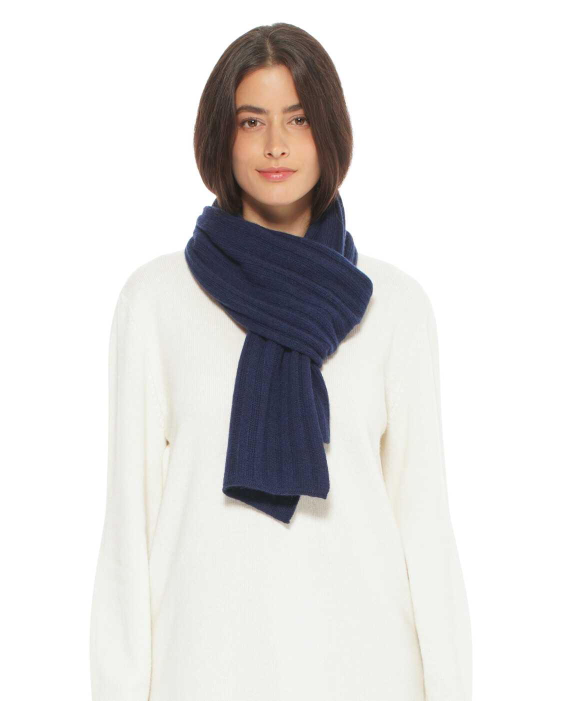 Monticelli Pure Cashmere Ribbed Scarf Made In Italy Blue 1