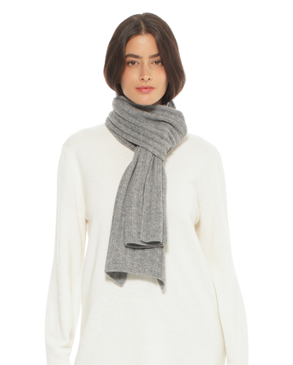 Monticelli Pure Cashmere Ribbed Scarf Made In Italy Medium Grey  1