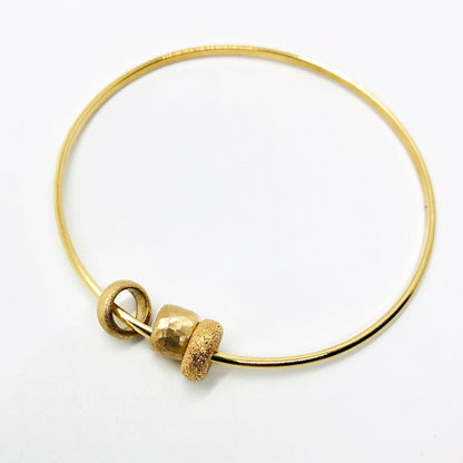 TRIO BEAD 14K GOLD BANGLE