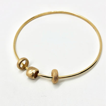 TRIO BEAD 14K GOLD BANGLE