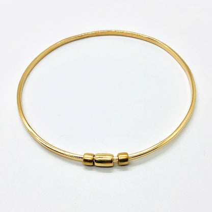 TRIO MINI BEAD 14k GOLD BANGLE