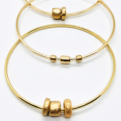 TRIO MINI BEAD 14k GOLD BANGLE