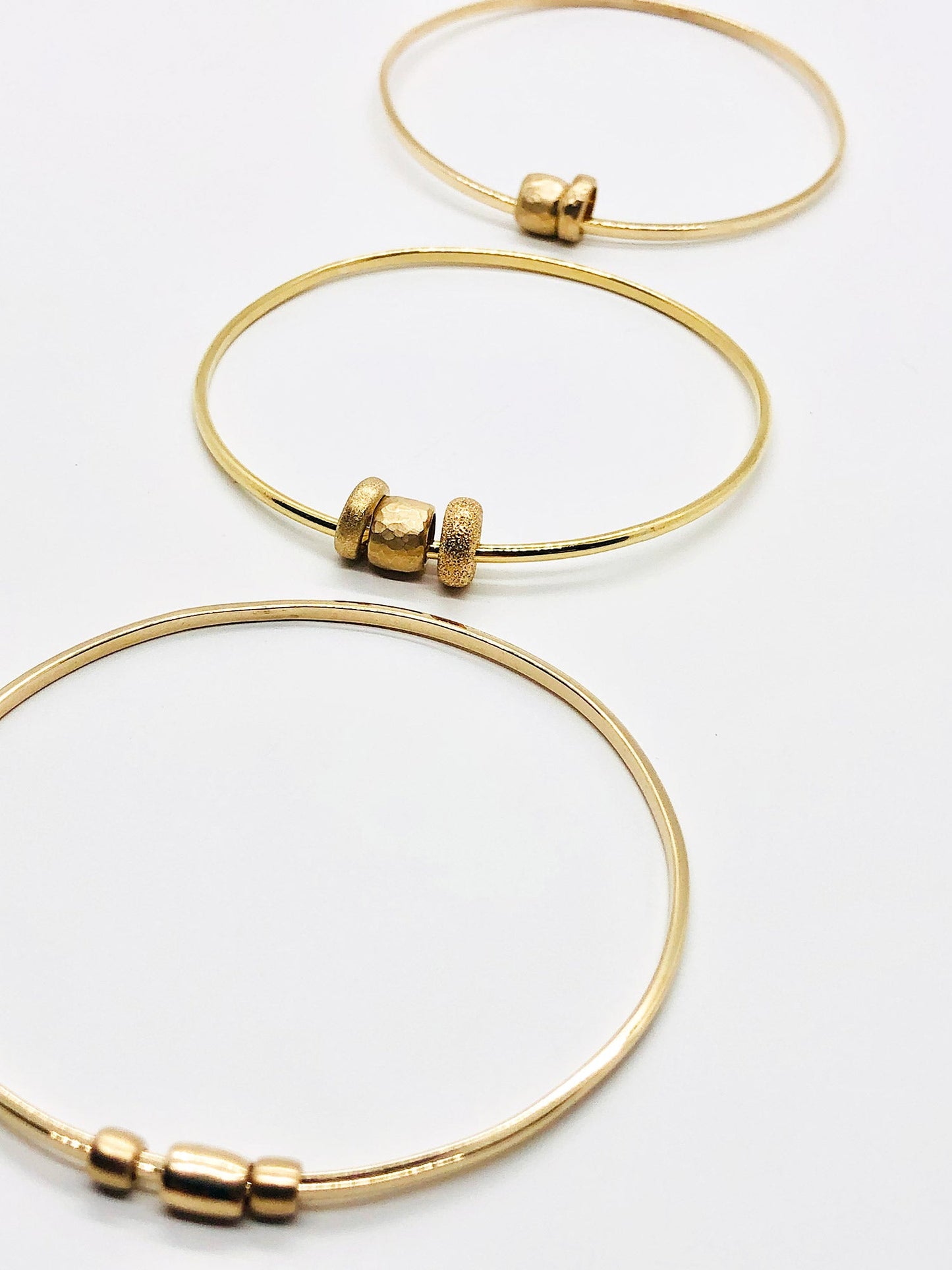 TRIO MINI BEAD 14k GOLD BANGLE