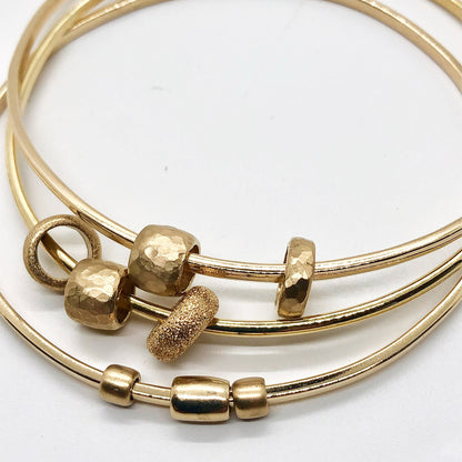 TRIO MINI BEAD 14k GOLD BANGLE