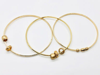 TRIO MINI BEAD 14k GOLD BANGLE