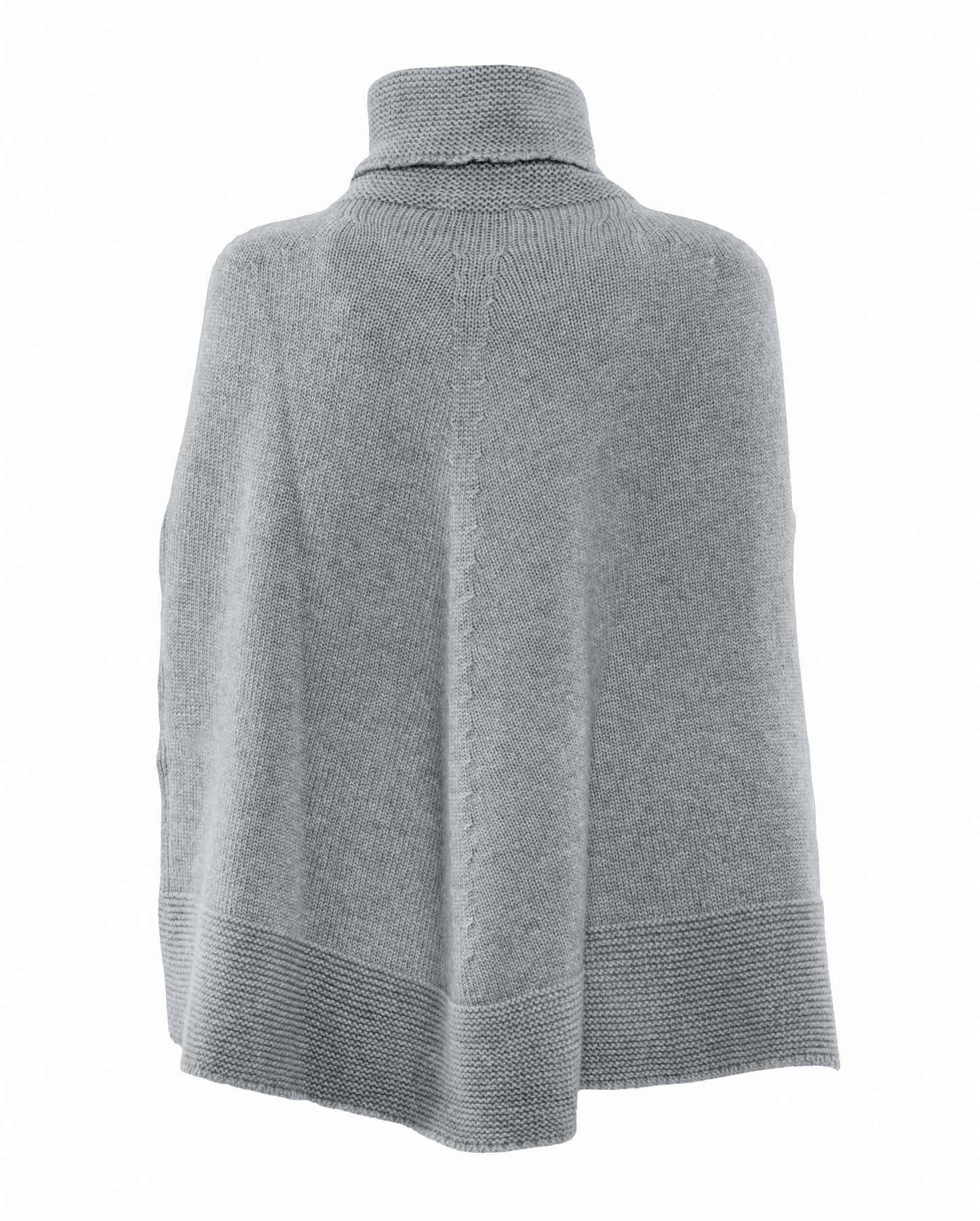 Turtle Neck Poncho Cashmere Melnage Grey 2