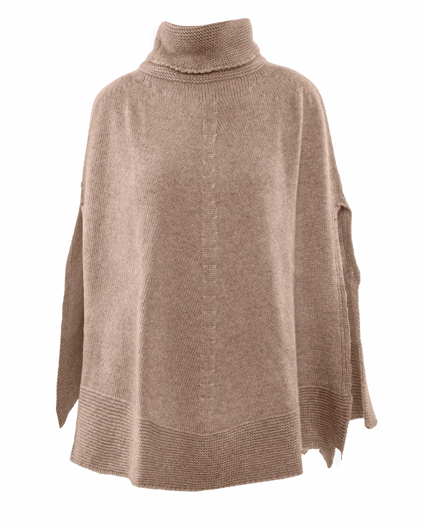 Turtle Neck Poncho Cashmere Taupe 6