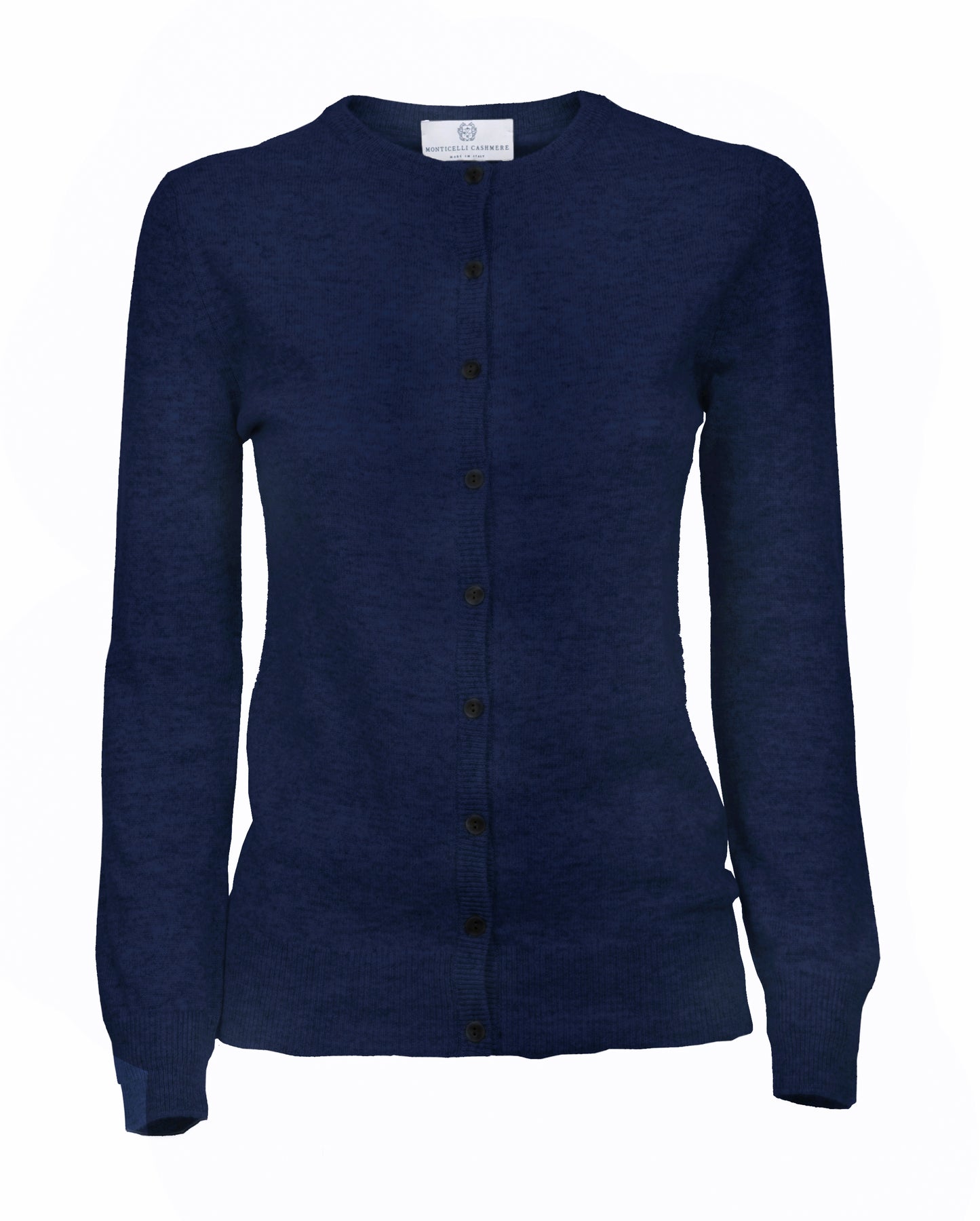 NEW FALL 24 - Women's Pure Cashmere Crewneck Cardigan Melange Blue