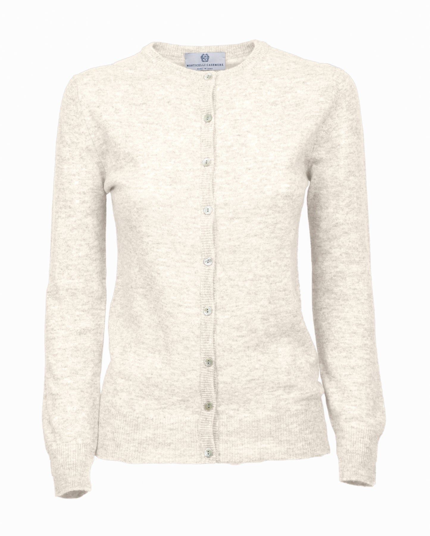 NEW FALL 24 - Women's Pure Cashmere Crewneck Cardigan Milk White