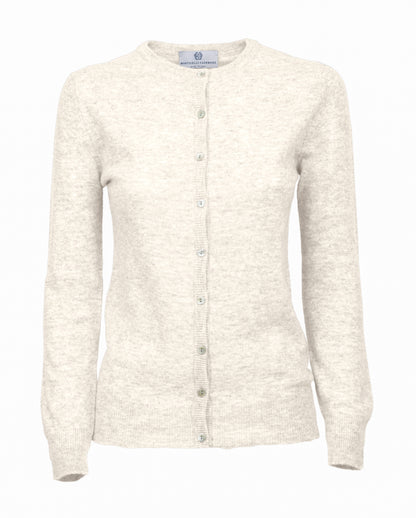 NEW FALL 24 - Women's Pure Cashmere Crewneck Cardigan Milk White