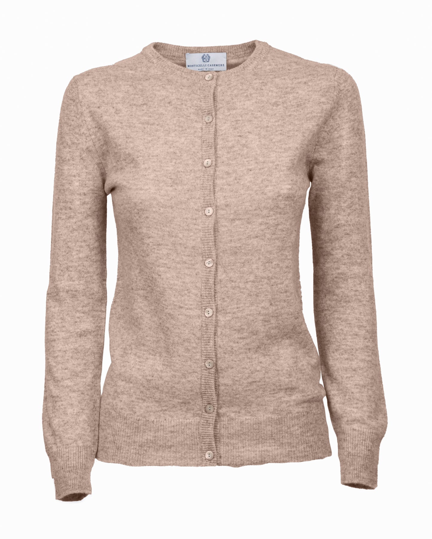 NEW FALL 24 - Women's Pure Cashmere Crewneck Cardigan Taupe